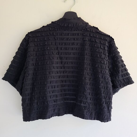 Chico's Open Front Top 3 = XL Black Ruffles Topper Bolero Shrug Witchcore Sheer - Picture 4 of 9